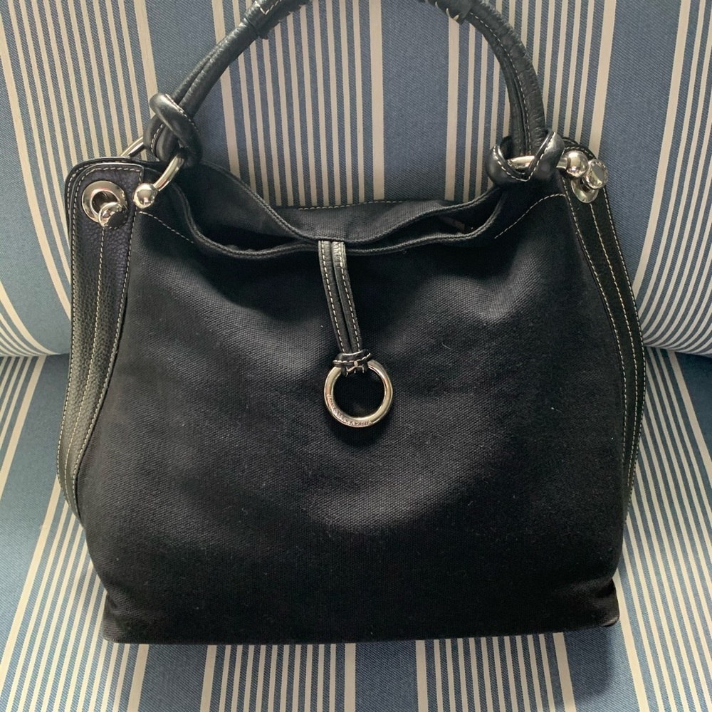 Small BCBG canvas tote. Base 13” x 5”